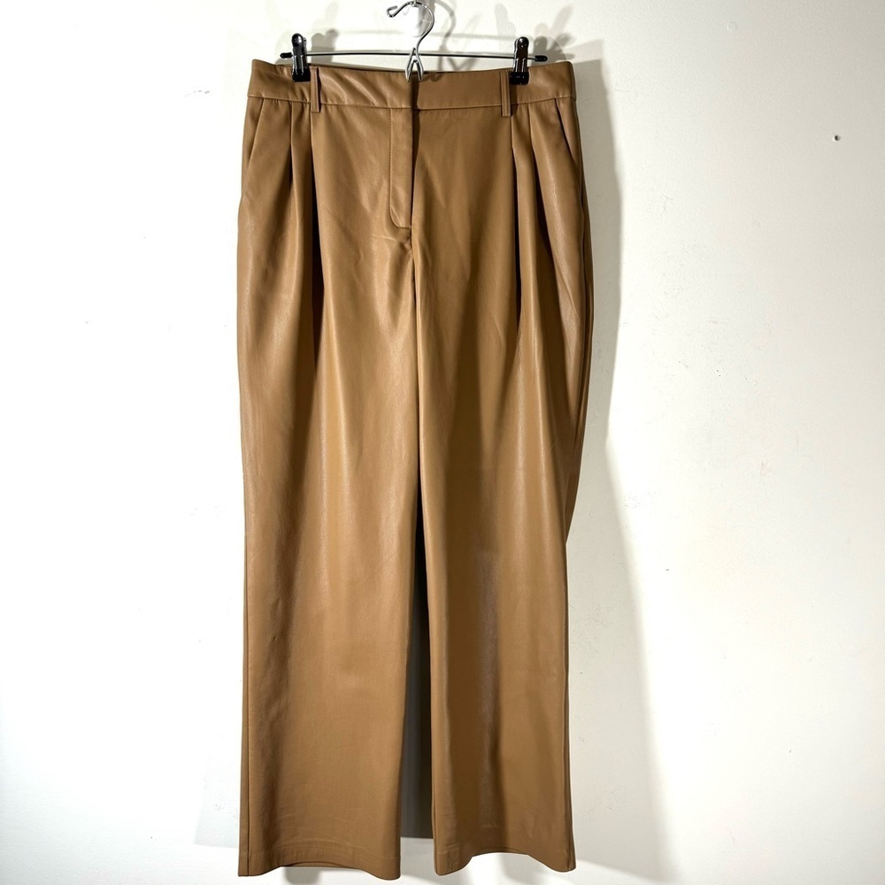 House of Harlow 1960 Pleated High Waisted Faux Leather Trousers Sz 12